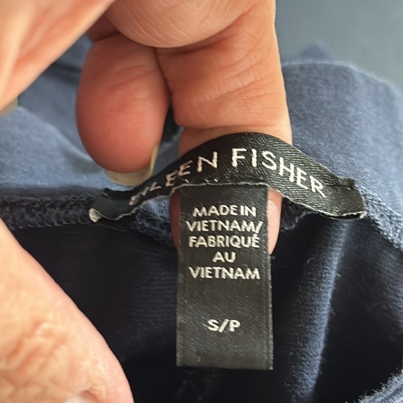 Eileen Fisher Stretch Ponte Ankle Pant Women's S Blue Zip Closure Straight Leg - Picture 9 of 11